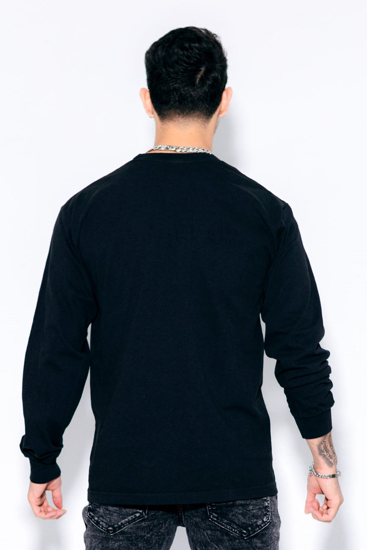 Men Logo Long Sleeve Shirt- BLACK