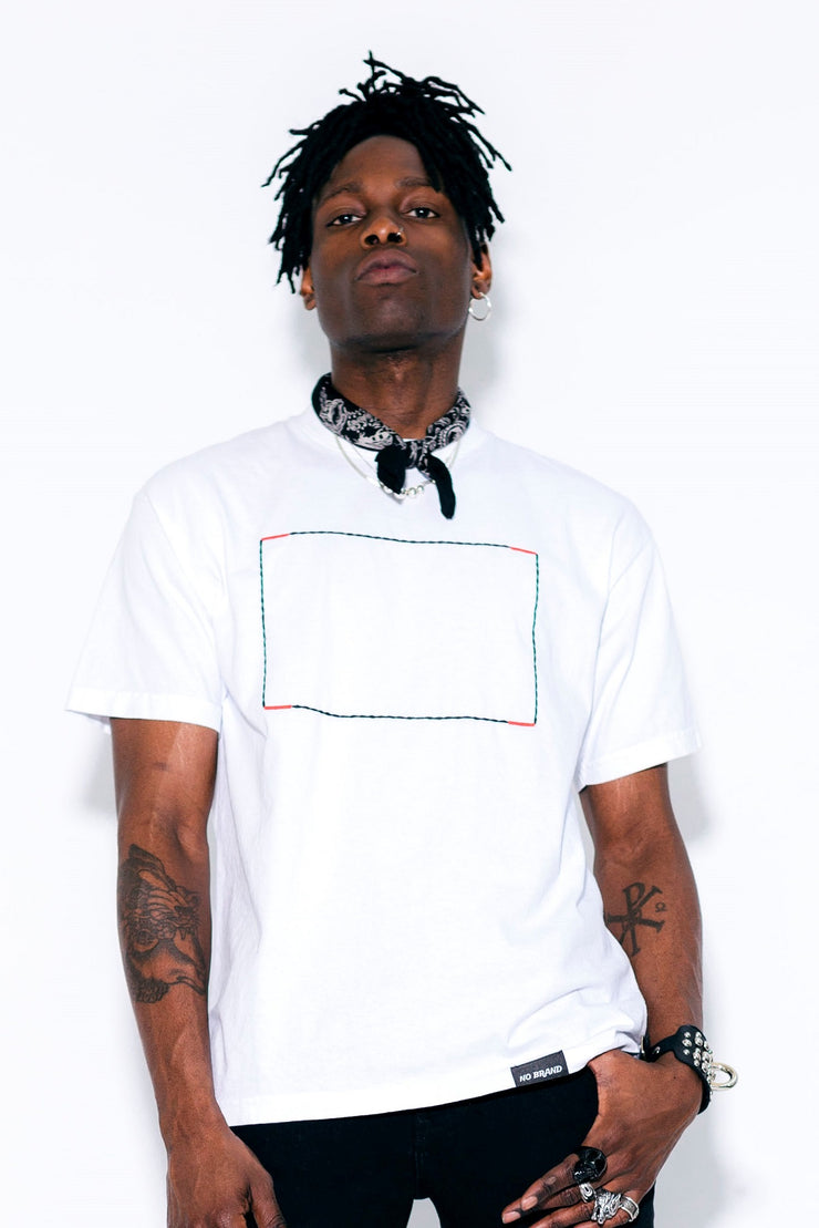 premium men's  box logo essential tee. High quality embroidery on a perfect fit crew neck short sleeve tee